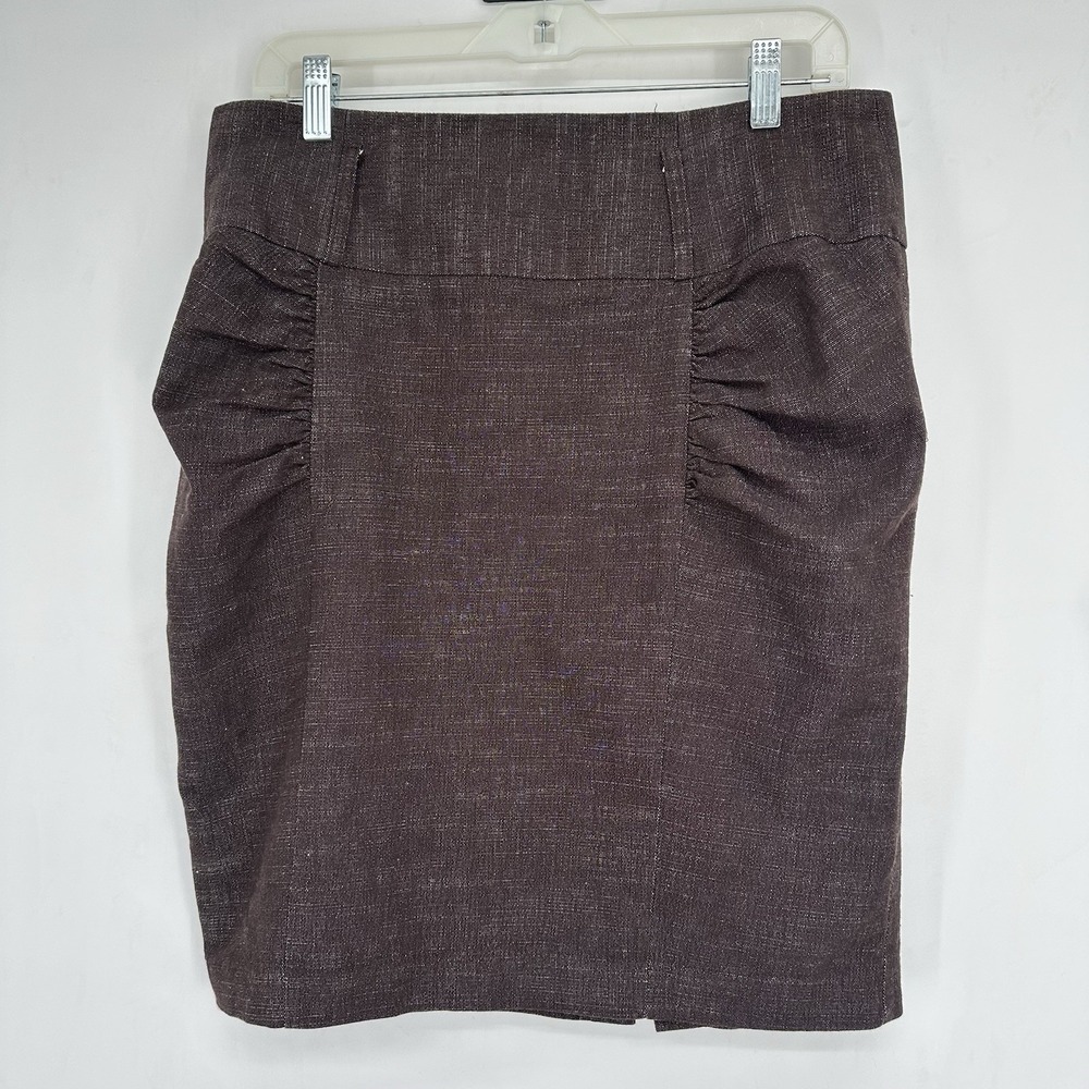 Women's Brown Textured Ruched Pencil Skirt Size 15 – Retro Dark Academia Classic